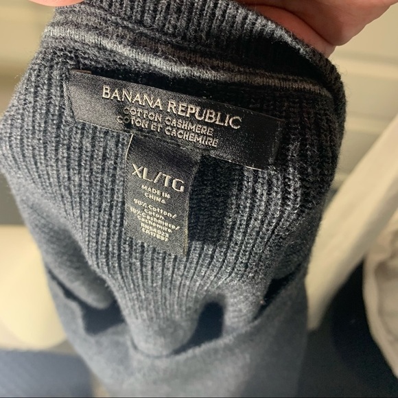 banana Republic Men's XL Cotton Cashmere Gray Sweater Crew Neck Long Sleeves - Picture 7 of 7